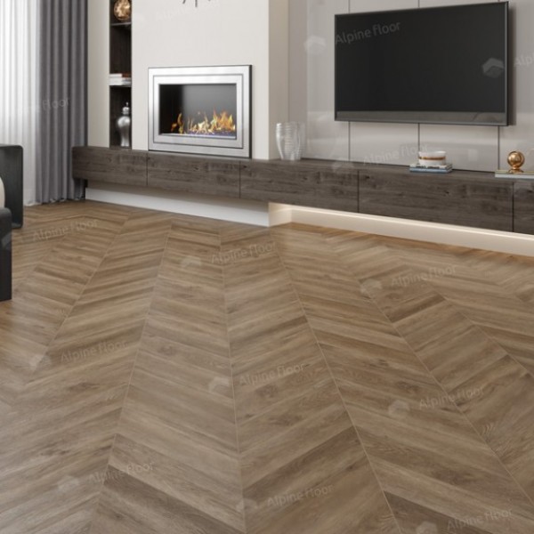 Каменно-полимерная плитка Alpine Floor Chevron Alpine Lvt Макадамия Chevron Eco 20-5
