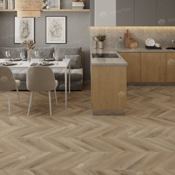 Каменно-полимерная плитка Alpine Floor Chevron Alpine Lvt Дуб Синистра Chevron Eco 20-6