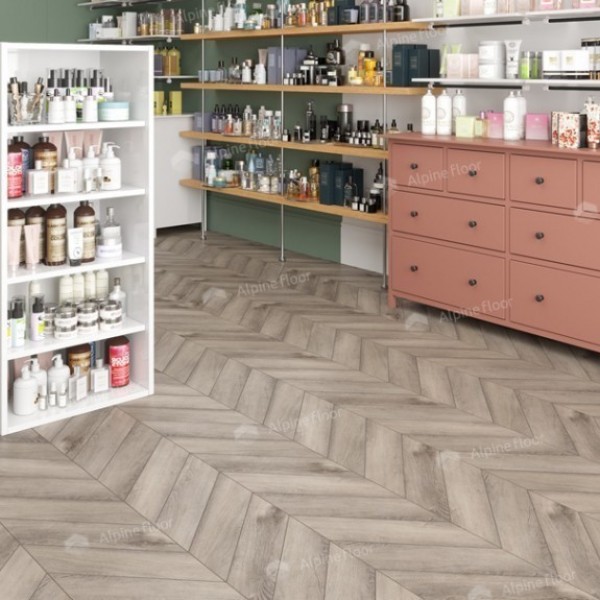 Каменно-полимерная плитка Alpine Floor Chevron Alpine Lvt Дуб Исида Chevron Eco 20-8