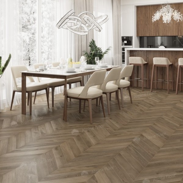 Каменно-полимерная плитка Alpine Floor Chevron Alpine Lvt Дуб Насыщенный Chevron Eco 20-4