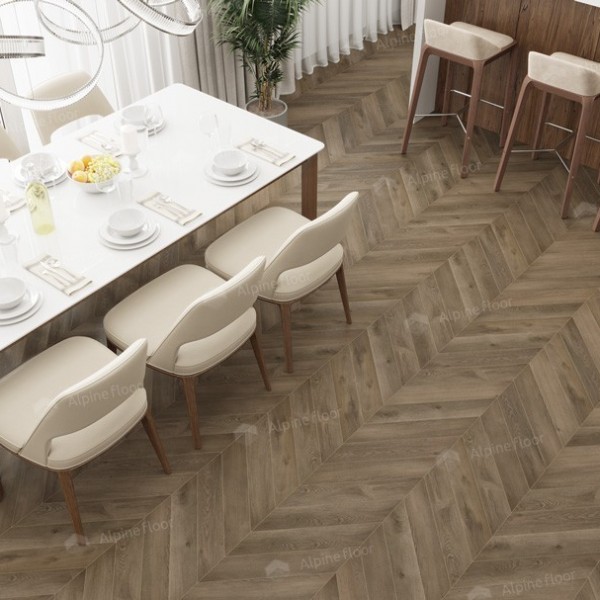 Каменно-полимерная плитка Alpine Floor Chevron Alpine Lvt Дуб Насыщенный Chevron Eco 20-4