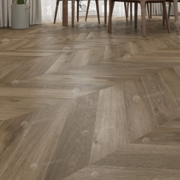 Каменно-полимерная плитка Alpine Floor Chevron Alpine Lvt Дуб Насыщенный Chevron Eco 20-4