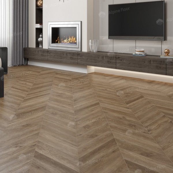 Каменно-полимерная плитка Alpine Floor Chevron Alpine Lvt Макадамия Chevron Eco 20-5