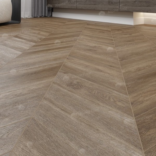 Каменно-полимерная плитка Alpine Floor Chevron Alpine Lvt Макадамия Chevron Eco 20-5