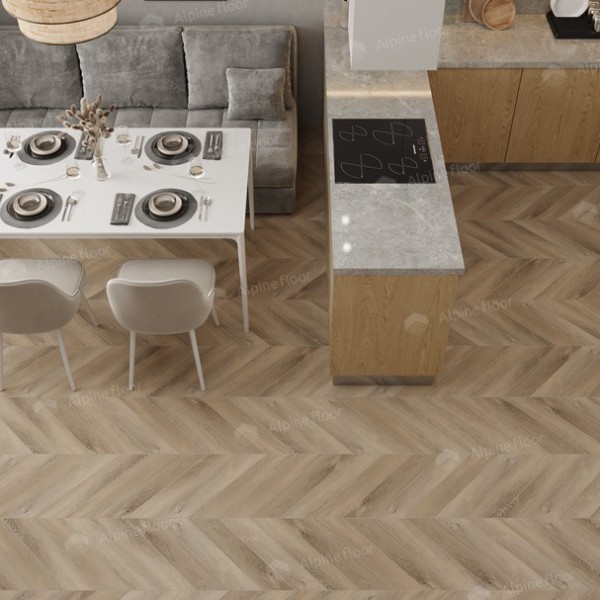 Каменно-полимерная плитка Alpine Floor Chevron Alpine Lvt Дуб Синистра Chevron Eco 20-6