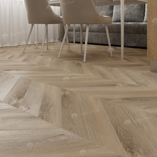 Каменно-полимерная плитка Alpine Floor Chevron Alpine Lvt Дуб Синистра Chevron Eco 20-6
