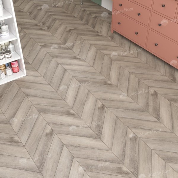 Каменно-полимерная плитка Alpine Floor Chevron Alpine Lvt Дуб Исида Chevron Eco 20-8