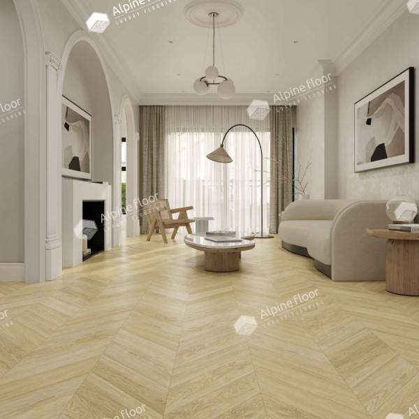 Каменно-полимерная плитка Alpine Floor Chevron Alpine Lvt Дуб Ваниль Селект Chevron Eco 20-2
